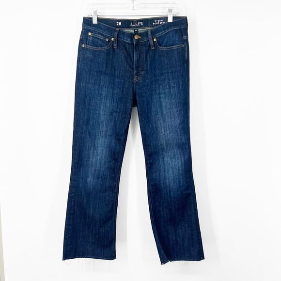 J. Crew 9" Demi-Boot Crop Jeans in Dark Worn Wash Raw Hem - Picture 1 of 8